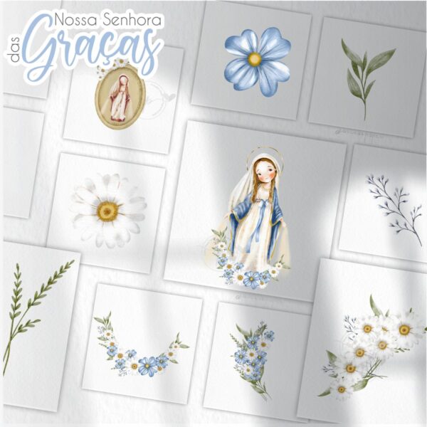 Nossa Senhora das Graças V2 Santinhos para Personalizados