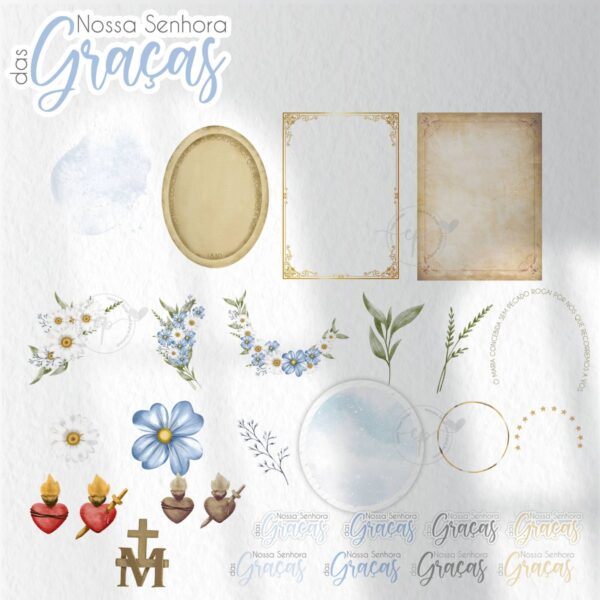 Nossa Senhora das Graças V2 Santinhos para Personalizados