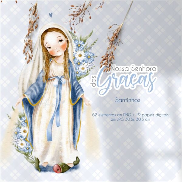 Nossa Senhora das Graças V2 Santinhos para Personalizados