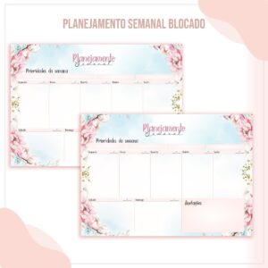 Organizador Semanal Floral - Arquivo Digital