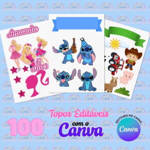 pack 100 topos editaveis no canva arquivo digital