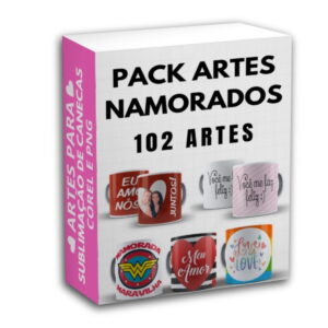 Pack Digital 102 Artes para Caneca Dia dos Namorados 29 Pack digital de artes para sublimação de canecas com tema namorados.