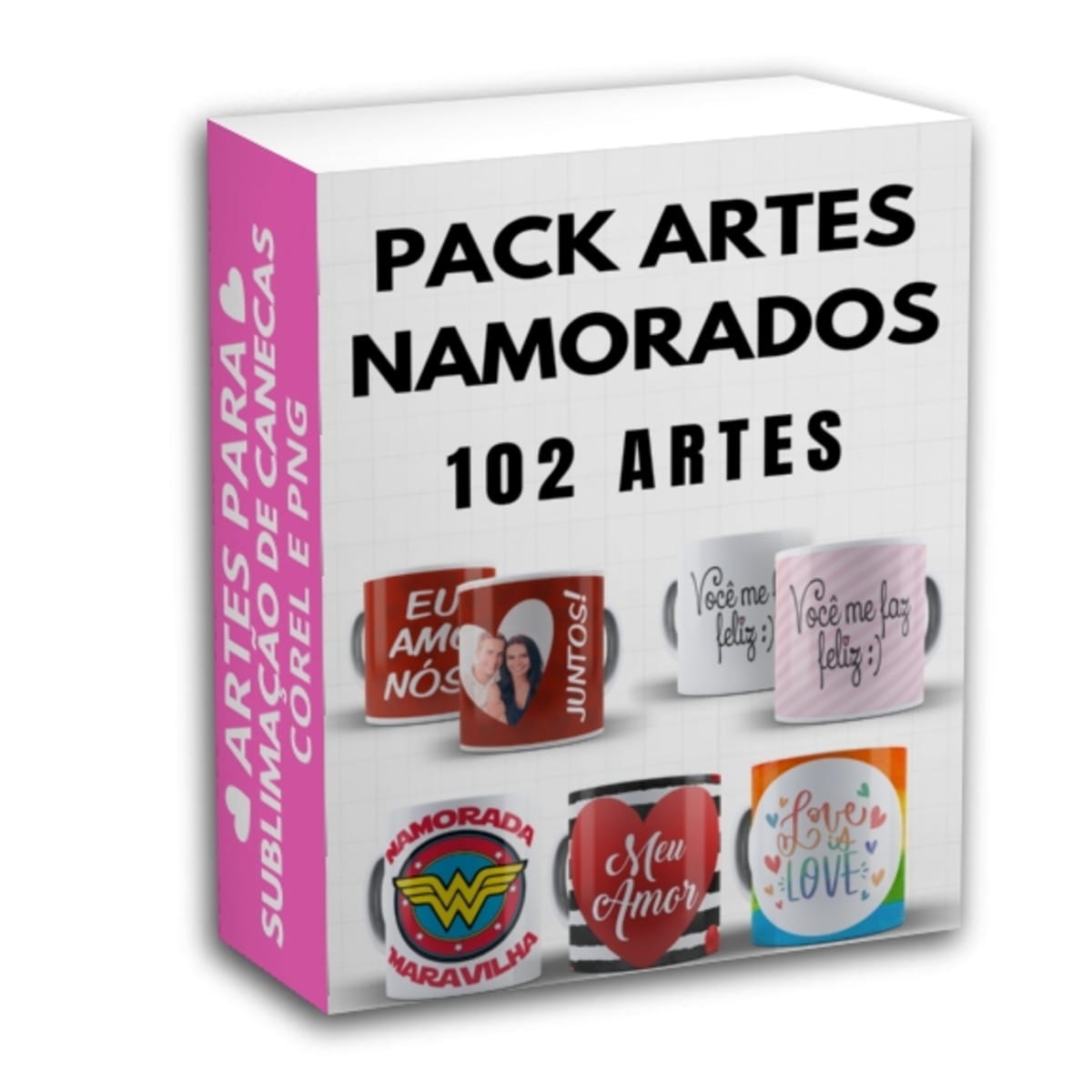 Pack Digital 102 Artes para Caneca Dia dos Namorados 1 Pack digital de artes para sublimação de canecas com tema namorados.