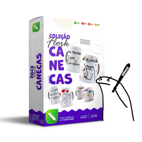 Pack 110 Estampas Caneca Flork Sublimação Em Corel Draw