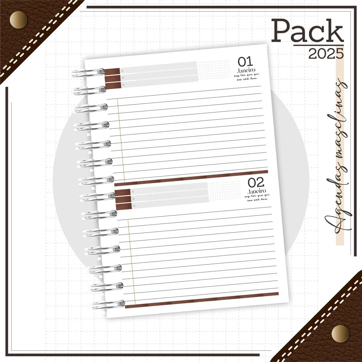 Pack 2025 - Agendas Masculinas - Arquivo Digital