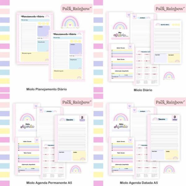 Pack Agenda e Planner Rainbow 2023 - Arquivo Digital