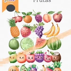 Pack Arquivos Digitais - Frutinhas Cute PNG Imagens