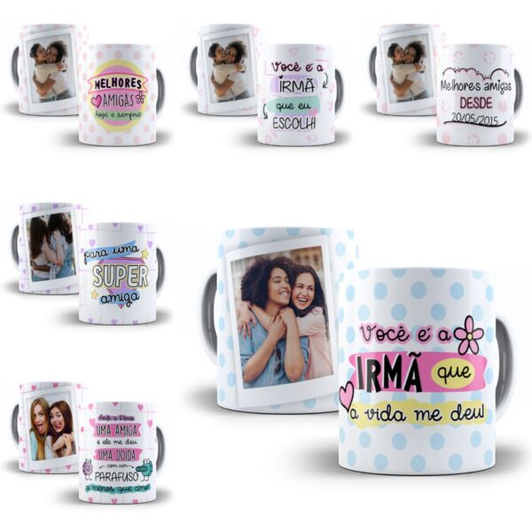 Pack Artes Caneca Dia da Amizade Amigas Editável Corel Draw