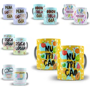 Pack Artes Caneca Profissões Fisioterapia Manicure Estética