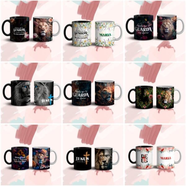 Pack Artes Caneca Religião Cristão Gospel Leão de Judá