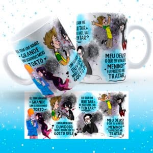 Pack Artes Caneca Sorriso Torto Dia dos Namorados Ele e Ela