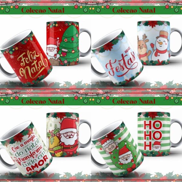 Pack Artes Canecas Natal - Arquivo Digital