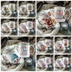 Pack Artes Sublimação Canecas Natalina - Arquivo Digital