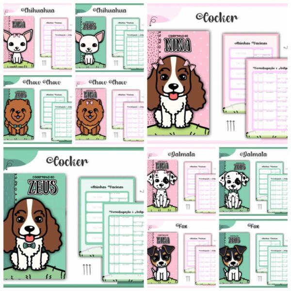 Pack Cadernetas Vacinas Pets Dogs -Arquivo Digital