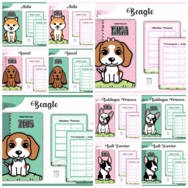 Pack Cadernetas Vacinas Pets Dogs -Arquivo Digital