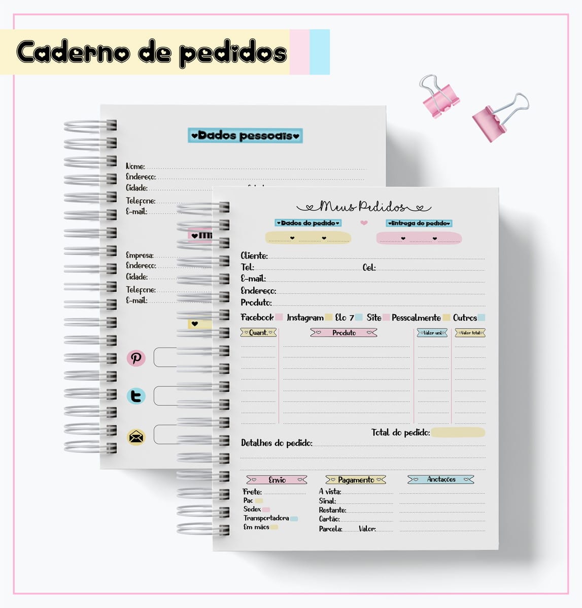 Kit Digital Caderno de Pedidos com Capas e Miolo 2 Kit Digital Caderno de Pedidos com Capas e Miolo - Imagem 2