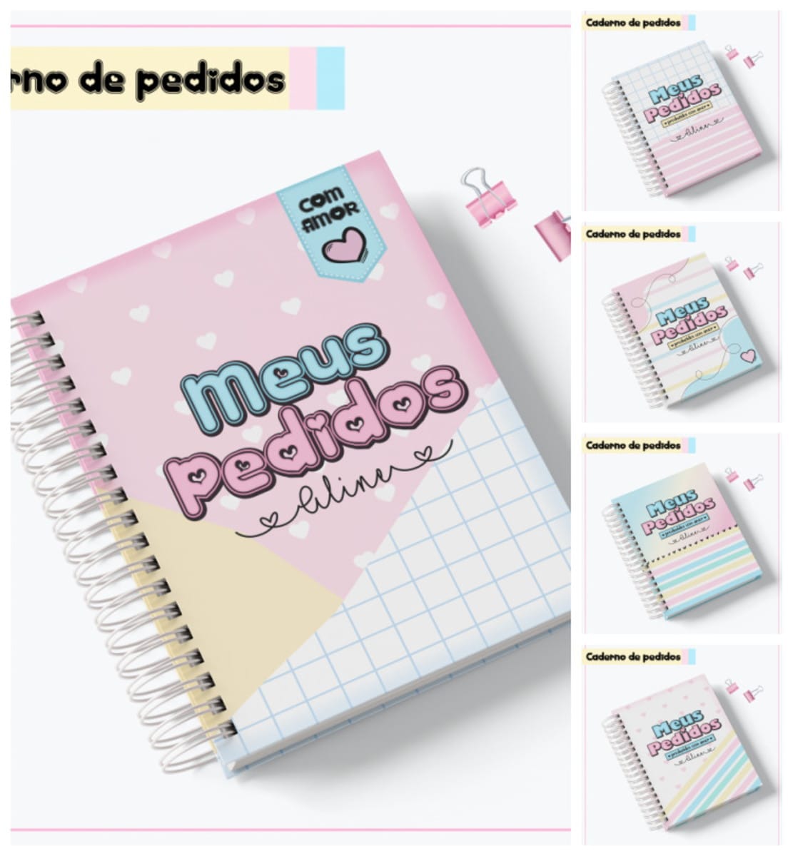Kit Digital Caderno de Pedidos com Capas e Miolo 1 Kit Digital Caderno de Pedidos com Capas e Miolo