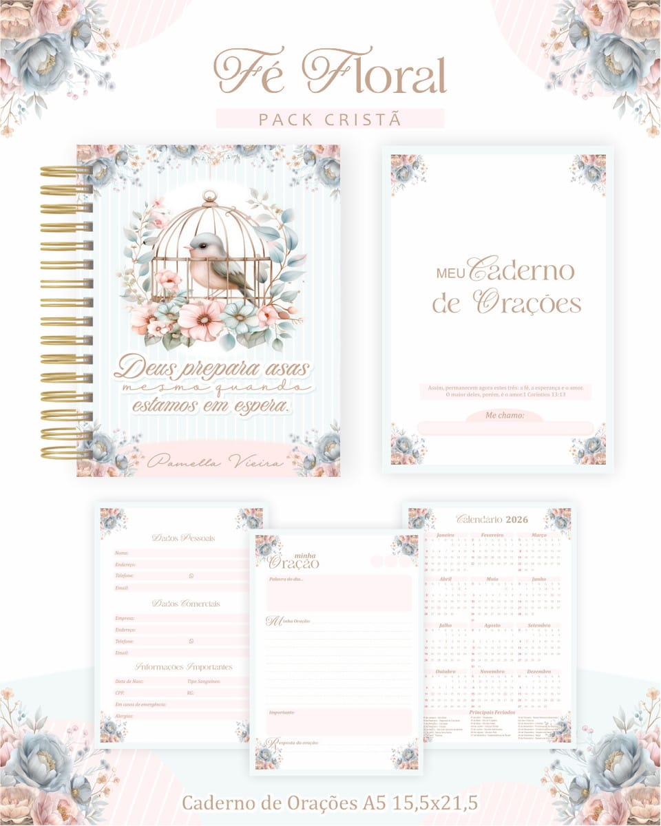 Kit digital devocional cristão floral pronto para imprimir 2 Kit digital devocional cristão floral pronto para imprimir - Imagem 2