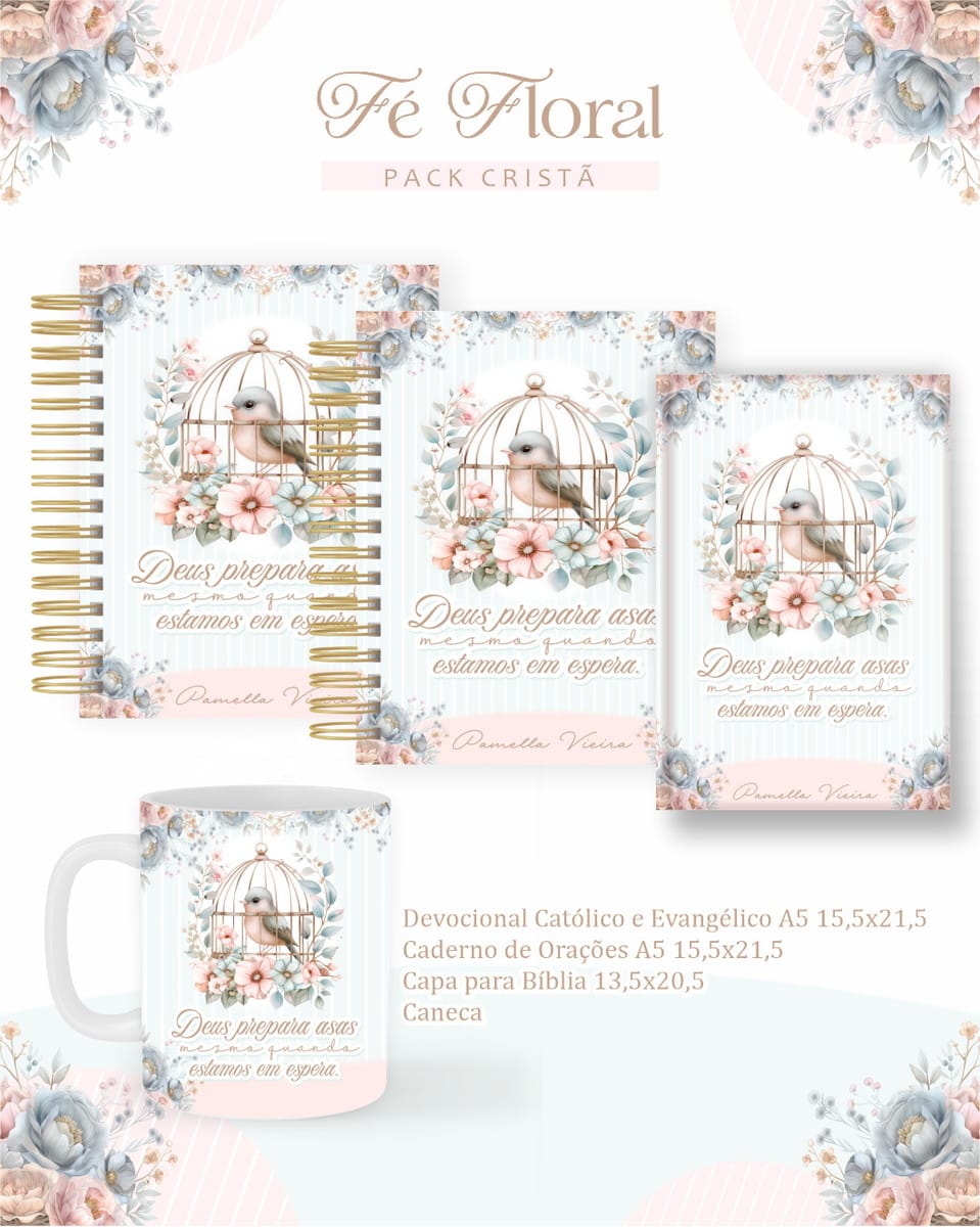 Kit digital devocional cristão floral pronto para imprimir 1 Kit digital devocional cristão floral pronto para imprimir