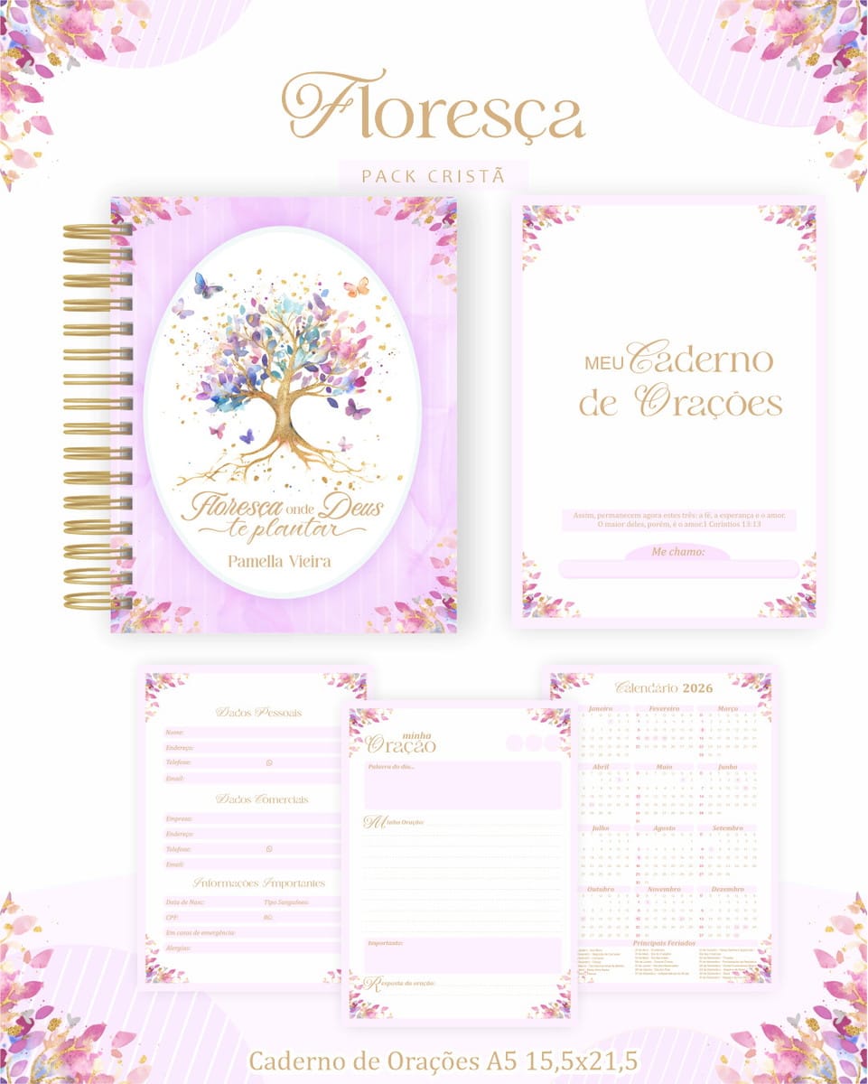 Kit digital cristão Floresça com devocional e capa para Bíblia 2 Kit digital cristão Floresça com devocional e capa para Bíblia - Imagem 2