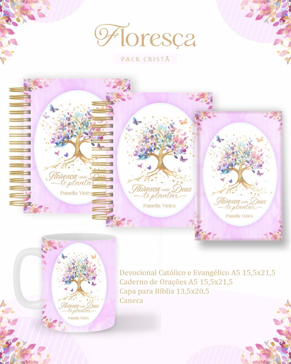 Kit digital cristão Floresça com devocional e capa para Bíblia 1 Kit digital cristão Floresça com devocional e capa para Bíblia