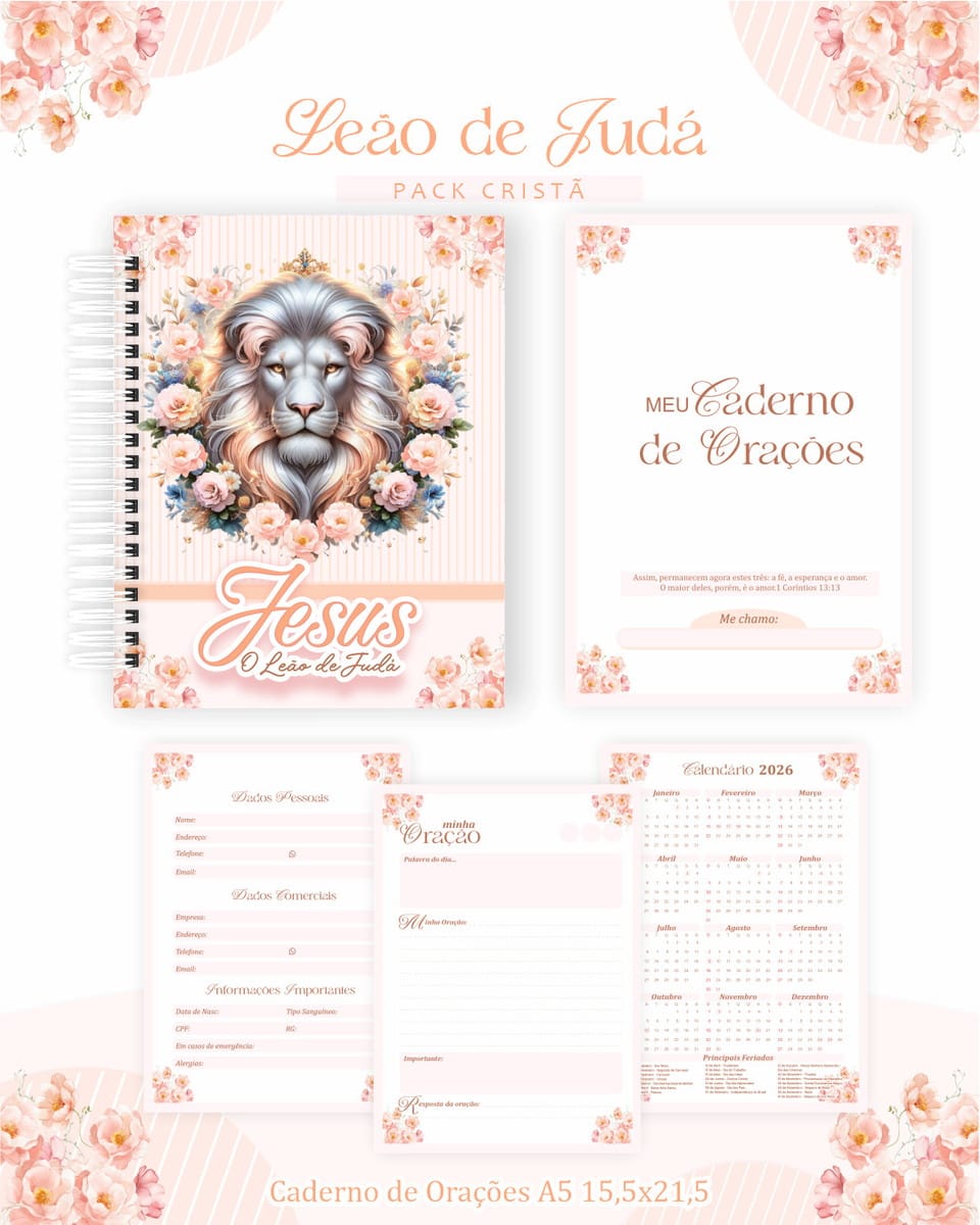 Kit Digital Cristão Leão de Judá para Sublimação e Cadernos 2 Kit Digital Cristão Leão de Judá para Sublimação e Cadernos - Imagem 2