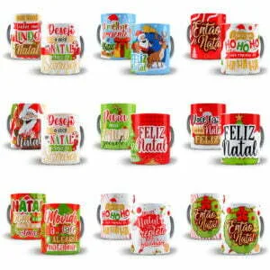 Pack Digital Natal Estampas Caneca Ilustrações Papai Noel 18 Pack Digital Natal Estampas Caneca Ilustrações Papai Noel