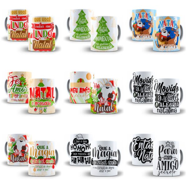 Pack Digital Natal Estampas Caneca Ilustrações Papai Noel