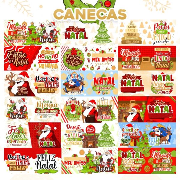 Pack Digital Natal Estampas Caneca Ilustrações Papai Noel