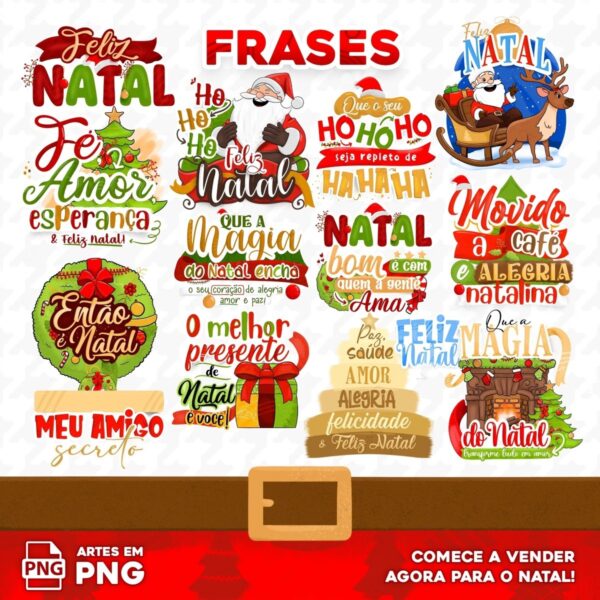 Pack Digital Natal Estampas Caneca Ilustrações Papai Noel