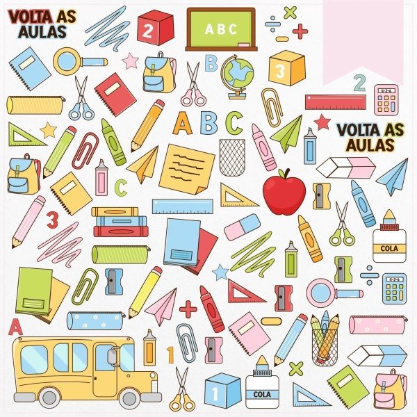 Pack Digital Volta Às Aulas Aunos + Material Escolar Png