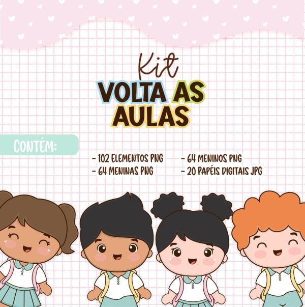 Pack Digital Volta Às Aulas Aunos + Material Escolar Png