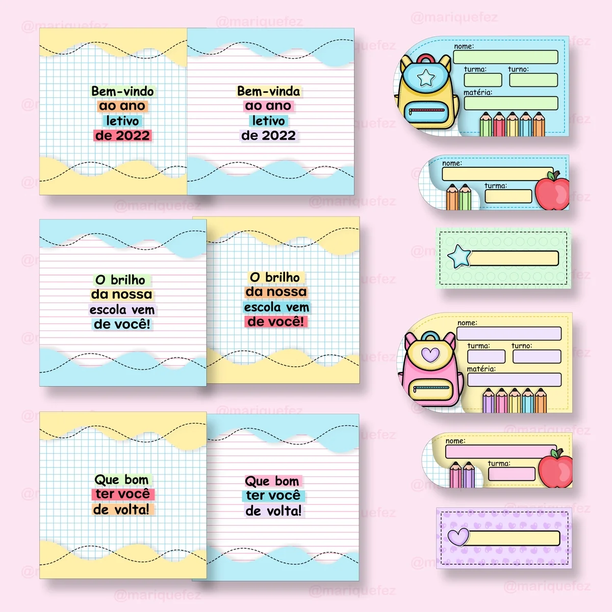 Pack Digital Volta às Aulas Etiquetas Marcadores Cards 7 Pack Digital Volta às Aulas Etiquetas Marcadores Cards