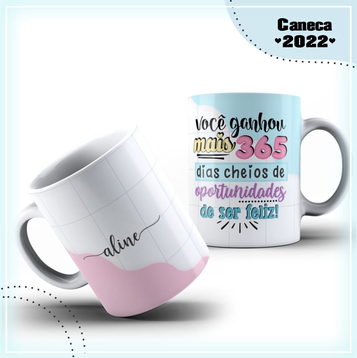 Pack Estampa Caneca Ano Novo para Sublimação 2 Pack Estampa Arte Caneca 2022 Arquivo Digital 2