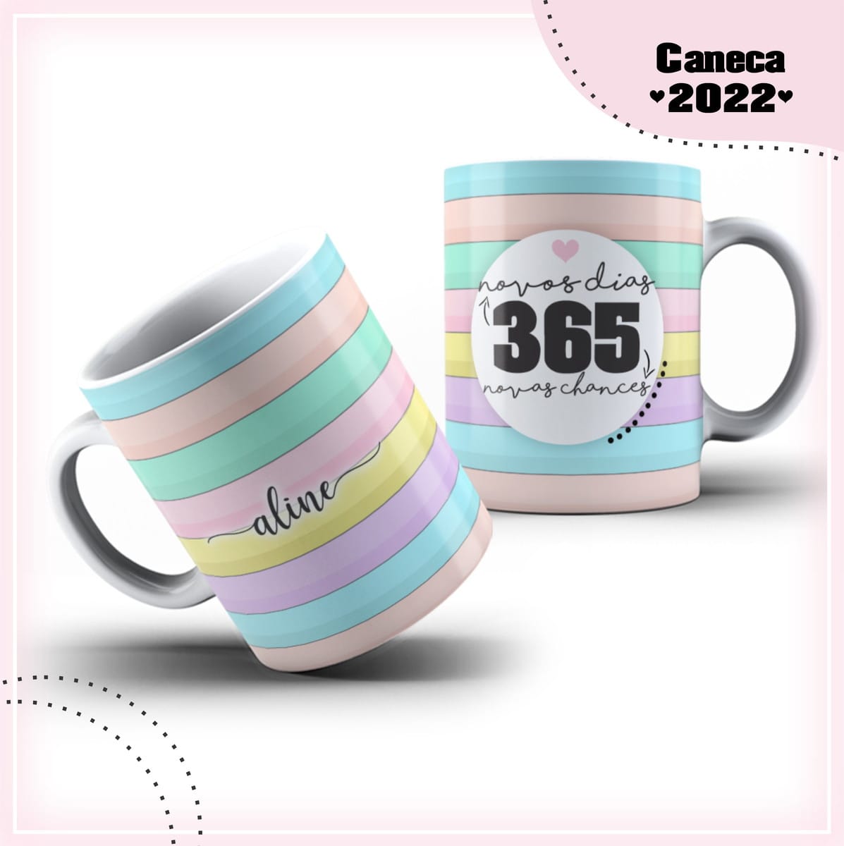 Pack Estampa Caneca Ano Novo para Sublimação 3 Pack Estampa Arte Caneca 2022 Arquivo Digital 3