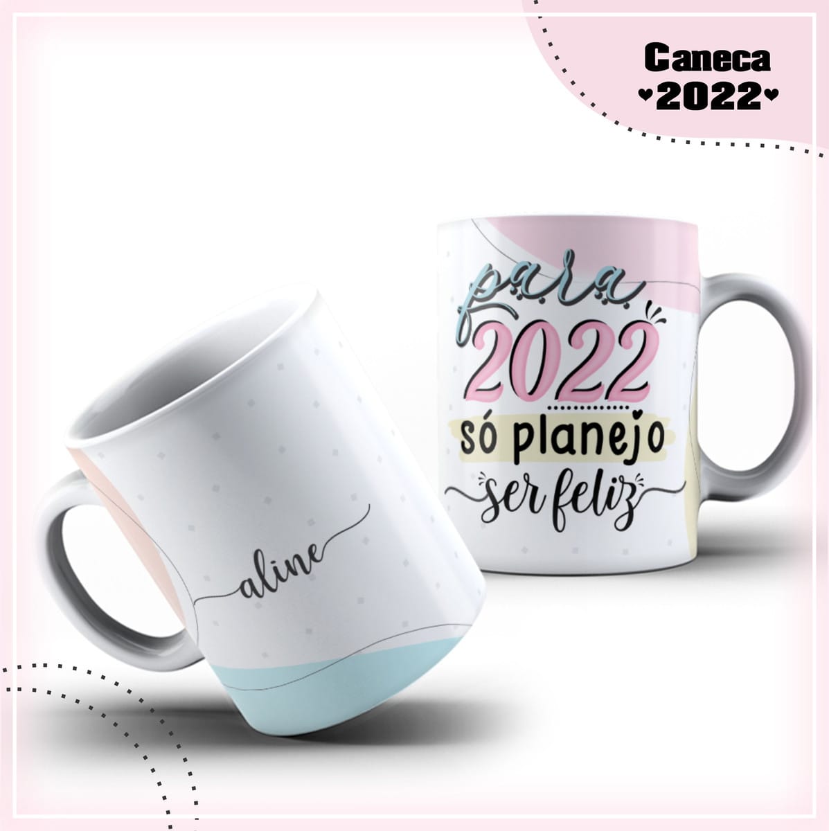 Pack Estampa Caneca Ano Novo para Sublimação 1 Pack Estampa Arte Caneca 2022 Arquivo Digital