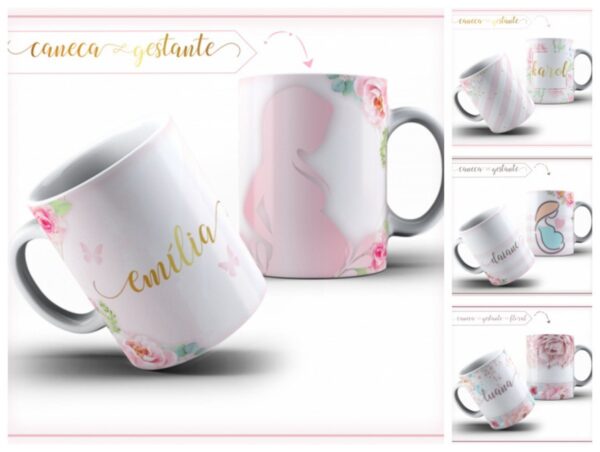 Pack Estampa Arte Caneca Gestante - Arquivo Digital