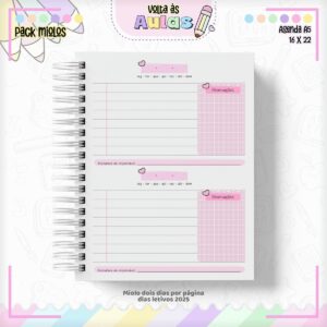Pack Miolo Agendas Escolares A5 2025 - Arquivo Digital