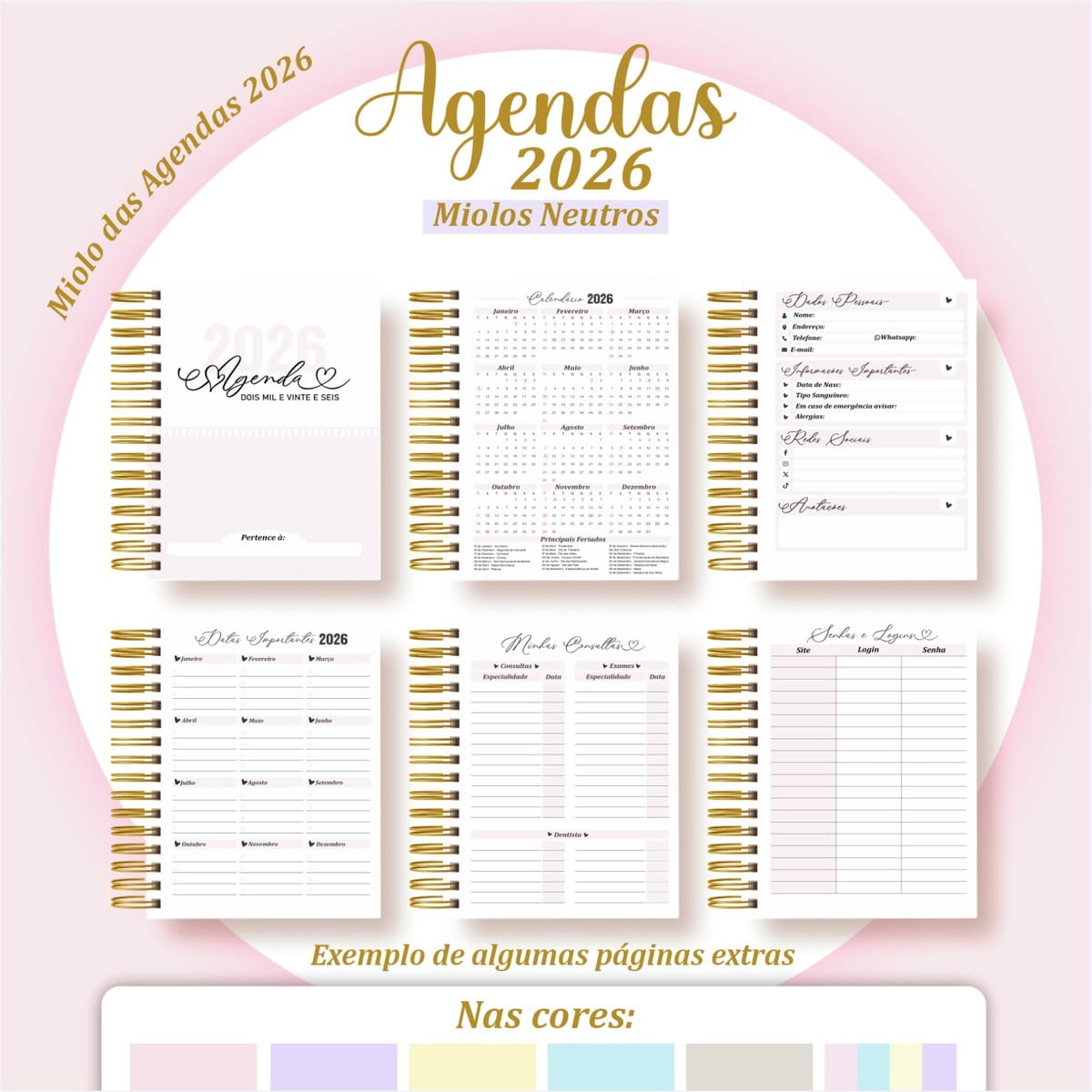 Pack Miolos Agenda 2026 com 300 modelos em PDF 3 Pack Miolos Agenda 2026 com 300 modelos em PDF - Imagem 3