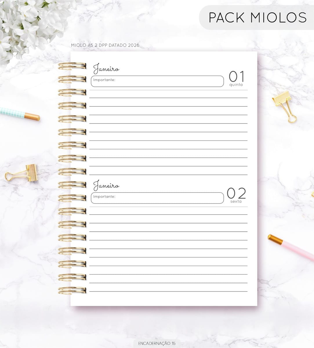 Miolo Neutro 2026 A5 Vertical e Horizontal para Planner 4 Miolo Neutro 2026 A5 Vertical e Horizontal para Planner - Imagem 4
