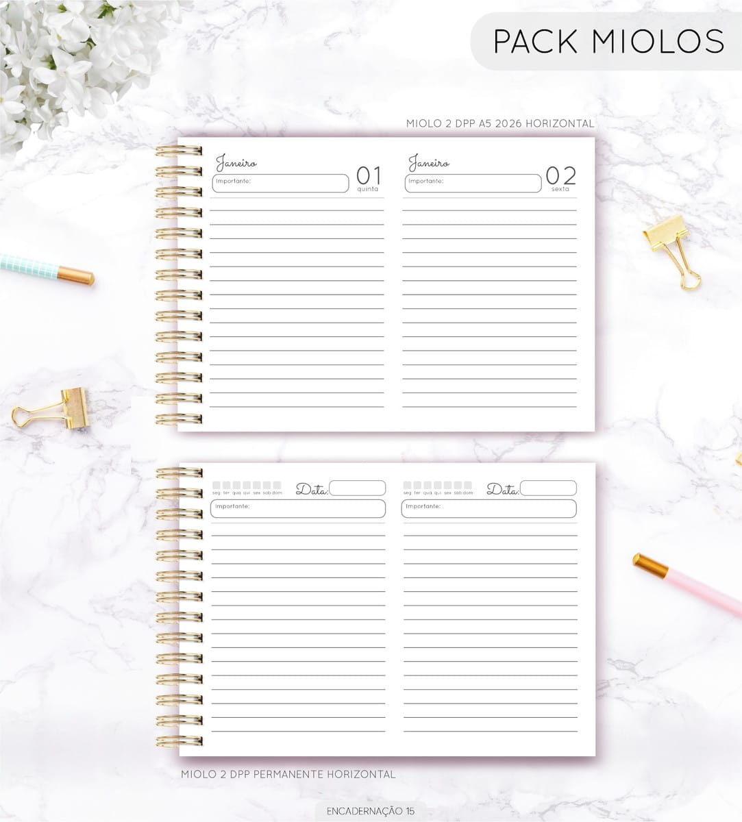 Miolo Neutro 2026 A5 Vertical e Horizontal para Planner 5 Miolo Neutro 2026 A5 Vertical e Horizontal para Planner - Imagem 5