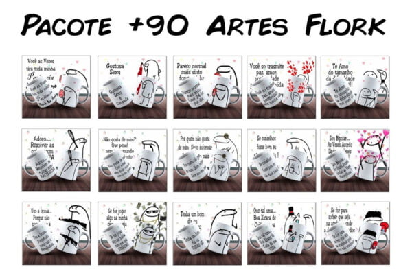 Pacote +90 Artes Para Canecas Flork 350 Arquivos Digitais