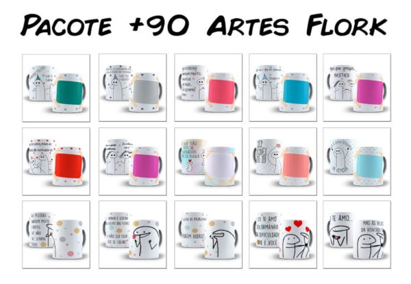 Pacote +90 Artes Para Canecas Flork 350 Arquivos Digitais