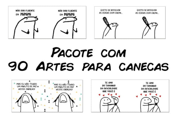 Pacote +90 Artes Para Canecas Flork 350 Arquivos Digitais