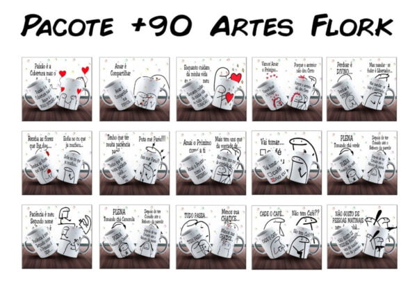 Pacote +90 Artes Para Canecas Flork 350 Arquivos Digitais