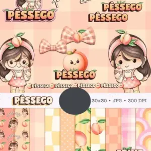 Pacote Arte Digital Boneca Cute com Detalhes de Frutas
