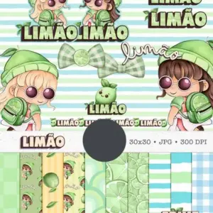Pacote Criativo de Boneca com Frutas Limão Aquarela PNG