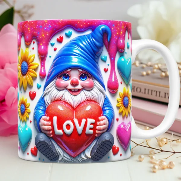 Pacote de Arquivos PNG Gnomos Love para Sublimação em Canecas