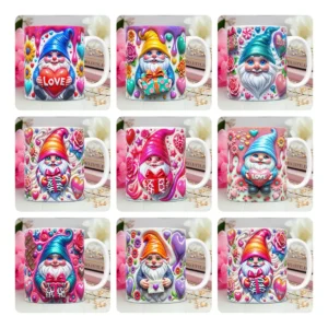 Pacote de Arquivos PNG Gnomos Love para Sublimação em Canecas