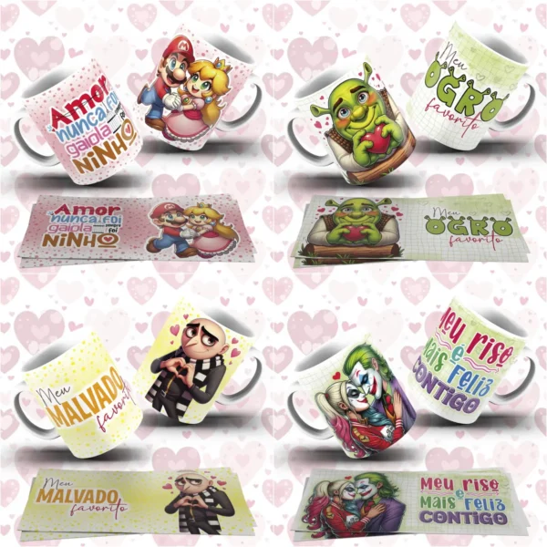 Pacote de Arte para Canecas - Personagens Românticos